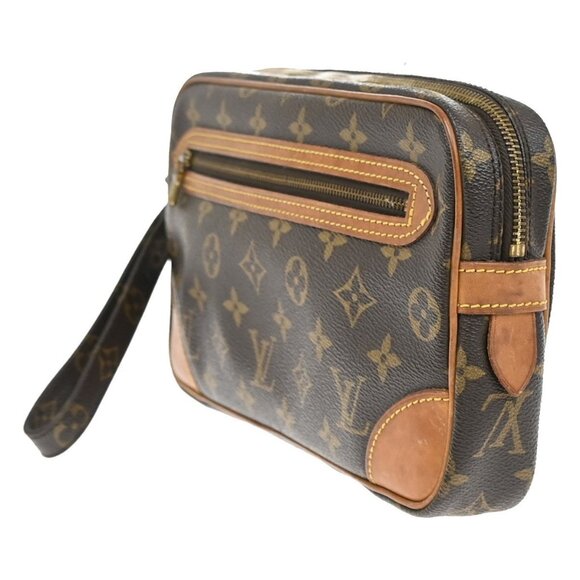 LOUIS VUITTON Marly Dragonne GM Clutch Hand Bag Monogram Brown - Picture 2 of 15